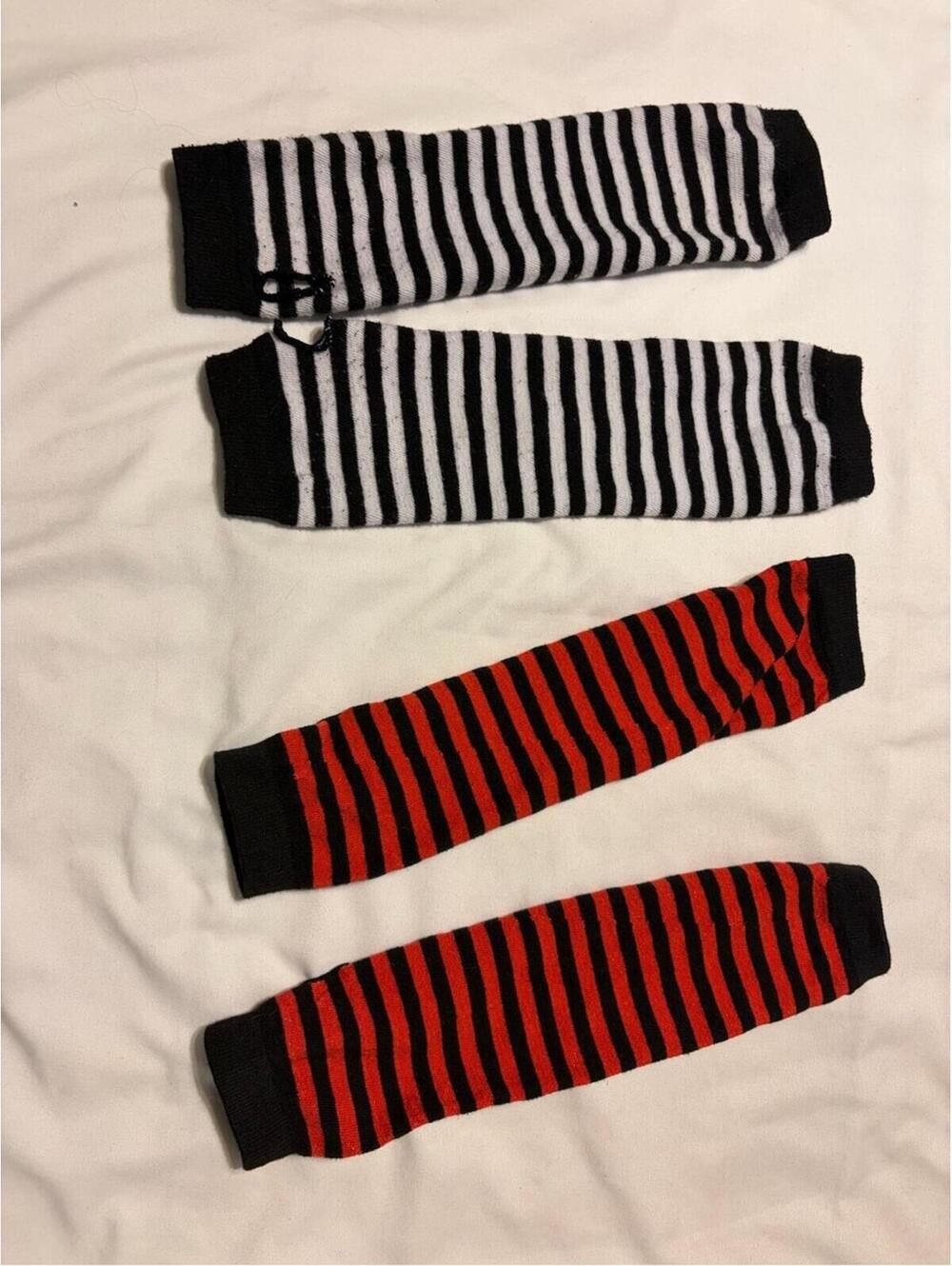 Striped Arm Warmers - Black & White and Black & Red
